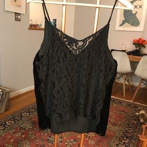 EUC Atmosphere black velvet lace back tank